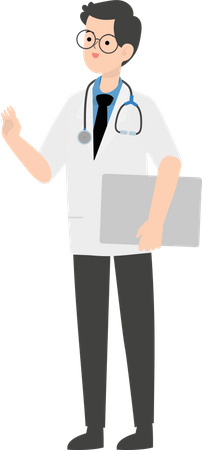 Doctor raising hands  Illustration