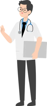 Doctor raising hands  Illustration