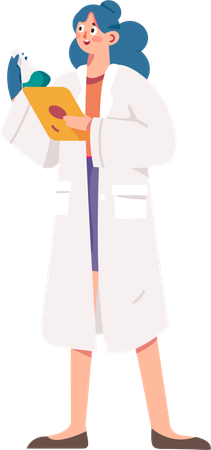 Doctor reading chemical report  Illustration