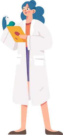 Doctor reading chemical report  Illustration