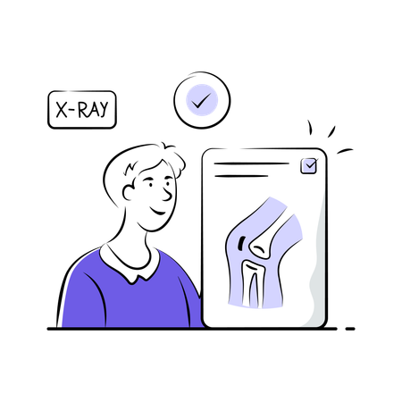 Doctor reads X ray Examination report  Illustration