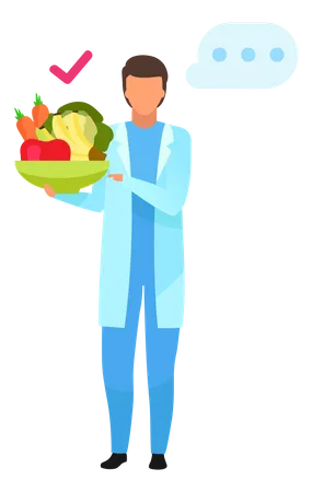 Doctor recommending fresh fruits and vegetables consumption Illustration