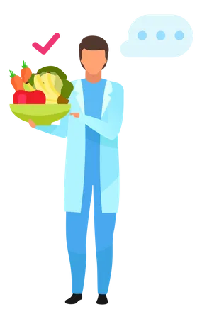 Doctor recommending fresh fruits and vegetables consumption  Illustration