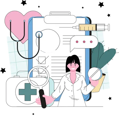 Therapist Concept Healthcare And Prevention Modern Disease Treatment Expertise And Diagnosis Family Doctor In The Uniform Assess Patient Condition Flat Vector Illustration Illustration