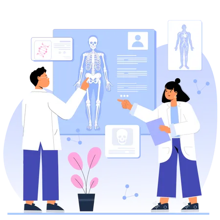 Doctor research on human x-ray  Illustration