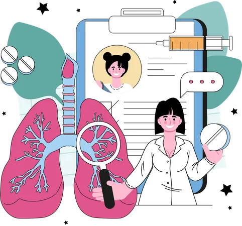 Doctor research on lungs  Illustration