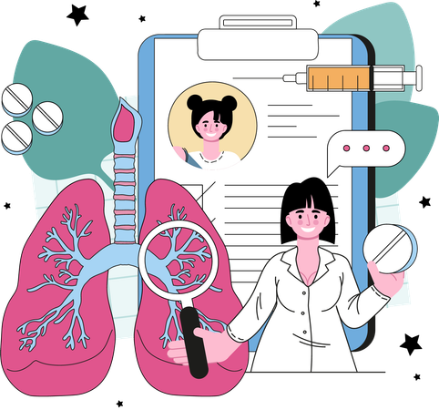 Doctor research on lungs  Illustration