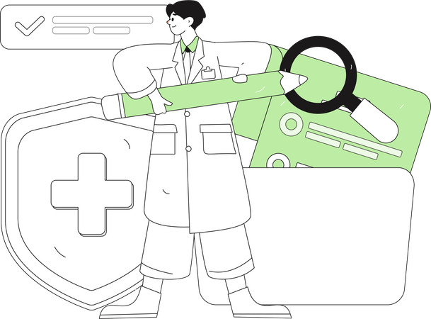 Doctor research on medical insurance  Illustration
