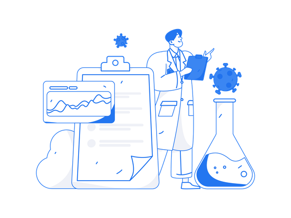 Doctor researches on corona virus  Illustration