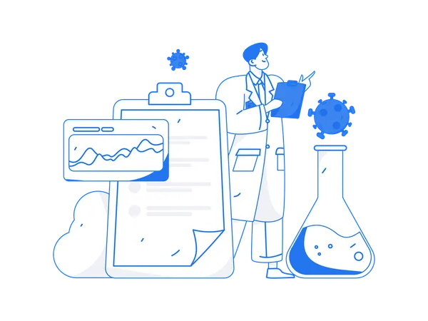 Doctor researches on corona virus  Illustration