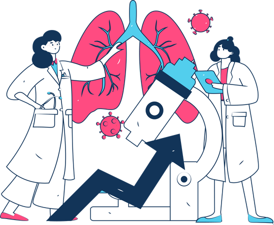 Doctor researches on human lungs  Illustration