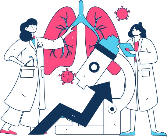 Doctor researches on human lungs  Illustration