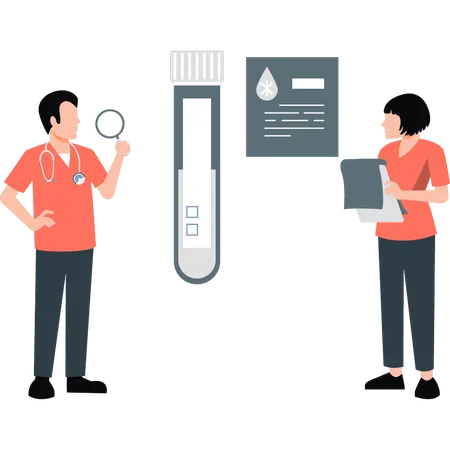 Doctor researching blood test tube  Illustration