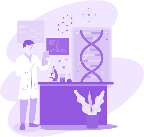 Doctor Researching Dna  Illustration