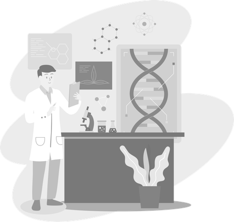 Doctor Researching DNA  Illustration
