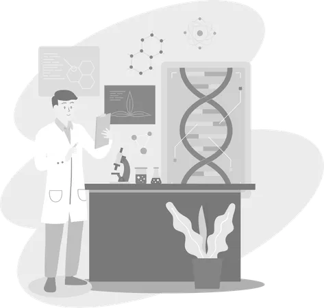 Doctor Researching DNA  Illustration