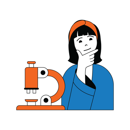 Doctor researching on microscope  일러스트레이션