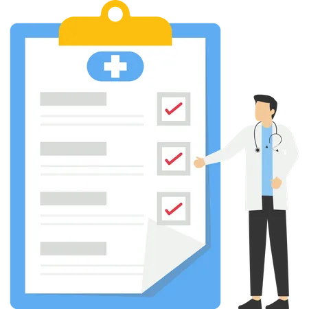 Doctor Review Treatment Report Health Information Checklist About Diagnosis Health Insurance Medical Service Health Information Check Consultation Meeting Between Medical Team Flat Vector 일러스트레이션