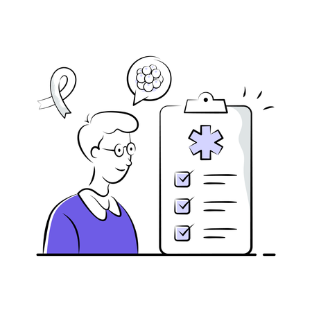 Doctor reviews Oncology report  Illustration