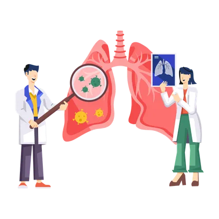 El médico revisa los pulmones  Ilustración