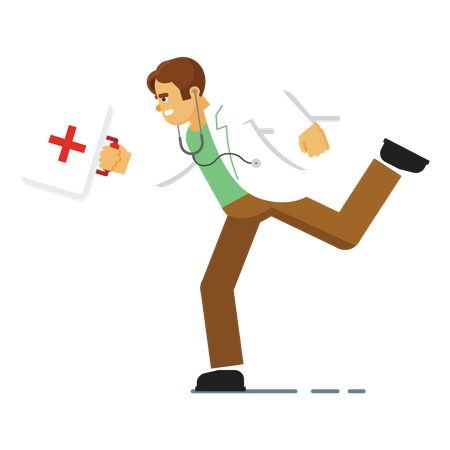Doctor Running Illustration