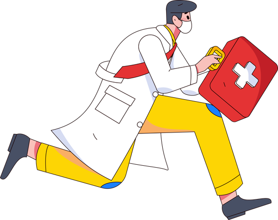 Doctor running for emergency work  Illustration