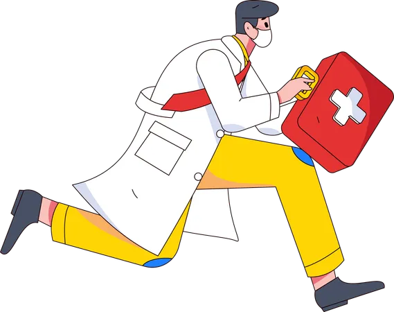 Doctor running for emergency work  Illustration