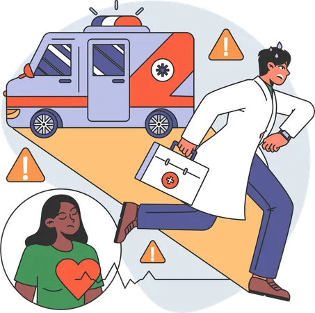 Doctor running for medical emergency  Illustration