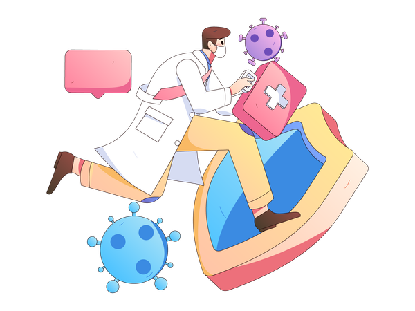 Doctor running with medical box for medical emergency  Illustration