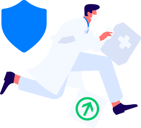 Doctor running with medical box for medical emergency  Illustration