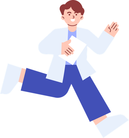 Doctor running with prescription  Illustration