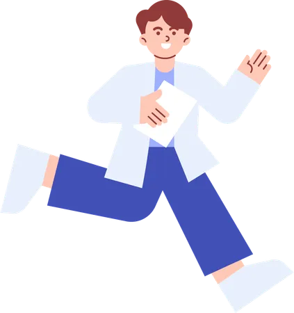 Doctor running with prescription  Illustration