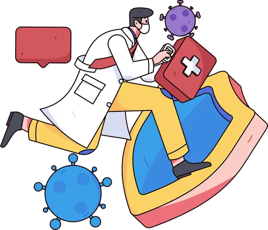 Doctor runs in emergency case  Illustration