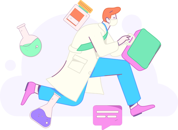 Doctor runs in emergency  Illustration