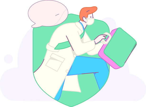 Doctor runs in emergency  Illustration