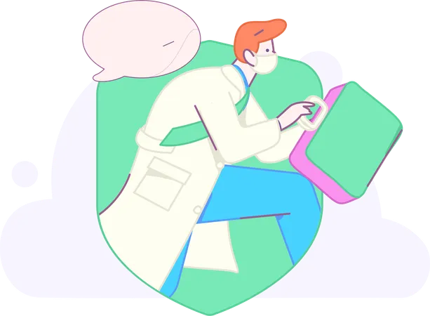 Doctor runs in emergency  Illustration