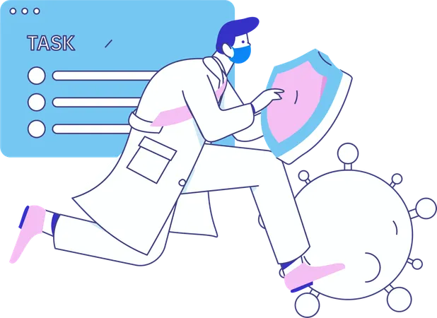 Doctor runs to attend medical conference  Illustration