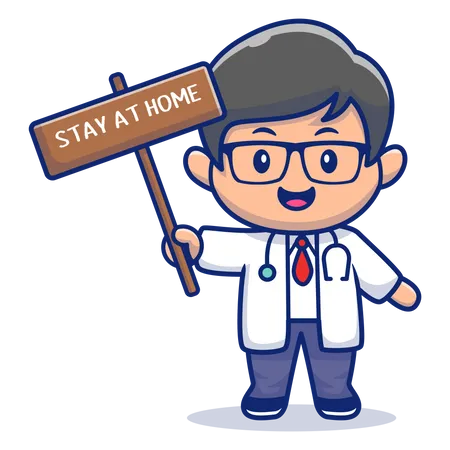 Doctor saying to stay at home  Illustration