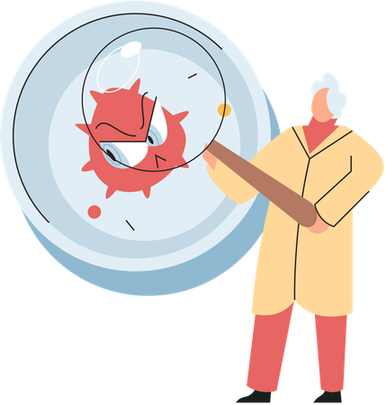 Doctor searches on virus  Illustration