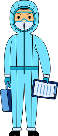 Doctor standing in corona kit  Illustration
