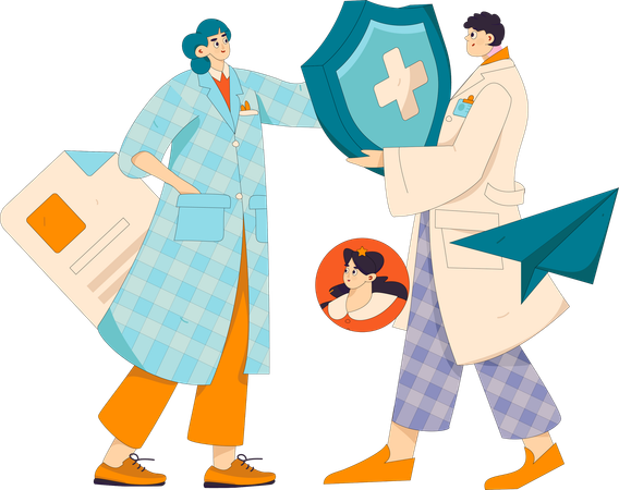 Doctor sharing research report  Illustration