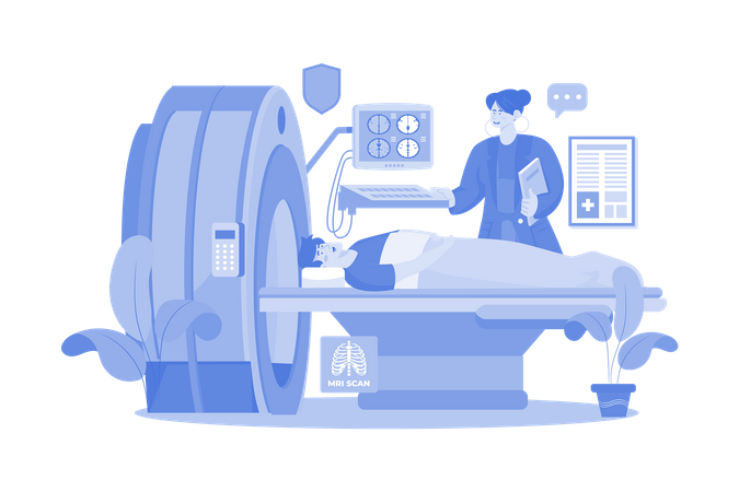 Doctor Showing An MRI Scan To A Male Patient  Illustration