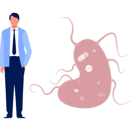 Doctor  showing bacteria  Illustration
