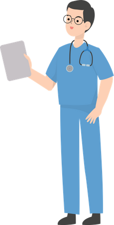 Doctor showing blank board  Illustration