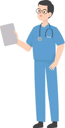 Doctor showing blank board  Illustration