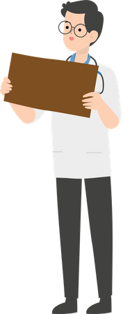 Doctor showing blank placard Illustration