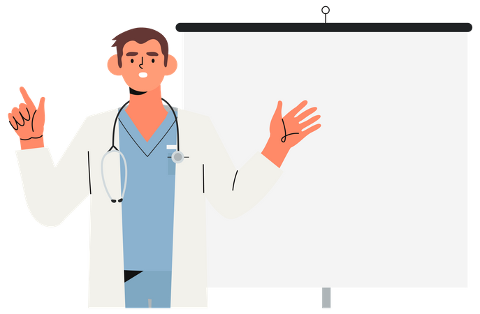 Doctor showing blank screen  Illustration