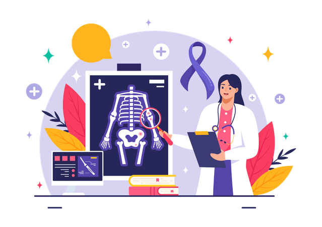 Doctor showing bone fracture  Illustration