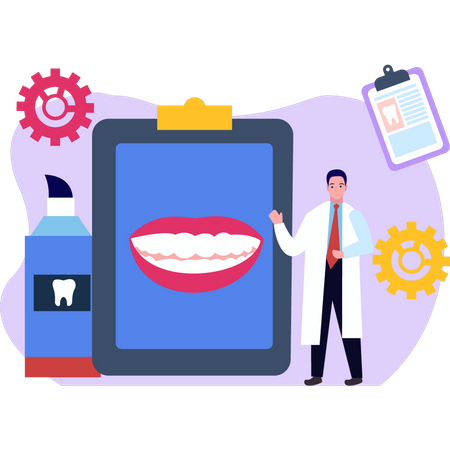 Doctor showing dental report  Illustration