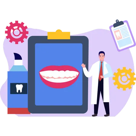 Doctor showing dental report  Illustration